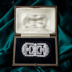 Art Deco French Diamond Brooch 18ct Gold 4.89ct Total With Box