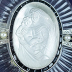 Art Deco Mary And Jesus Crystal Diamond Pearl Cross Pendant With Box