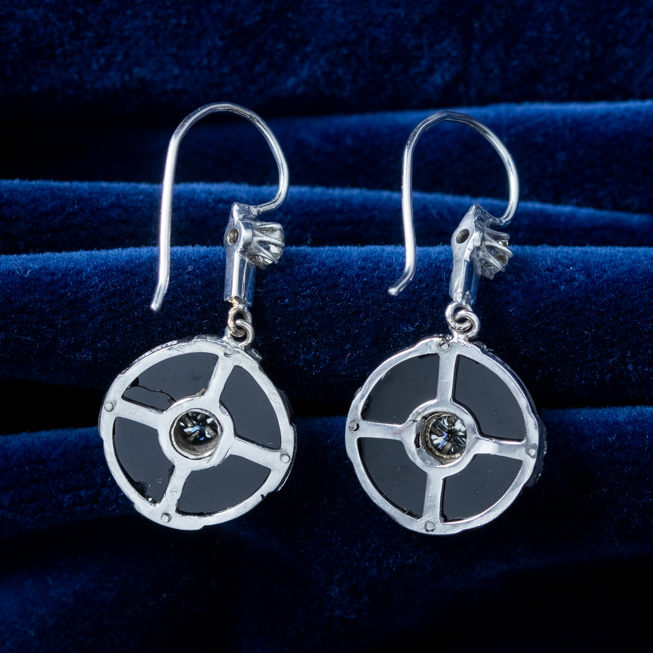 Art Deco Onyx Diamond Drop Earrings Platinum Secondary image