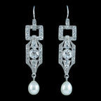 Art Deco Pearl Diamond Drop Earrings Platinum 3ct Diamond