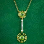 Art Deco Peridot Diamond Pearl Lavaliere Necklace 15ct Gold 