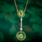 Art Deco Peridot Diamond Pearl Lavaliere Necklace 15ct Gold 