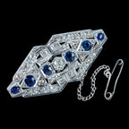 Art Deco Sapphire Diamond Brooch 18ct Gold 