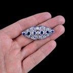 Art Deco Sapphire Diamond Brooch 18ct Gold