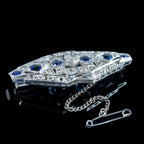 Art Deco Sapphire Diamond Brooch 18ct Gold 