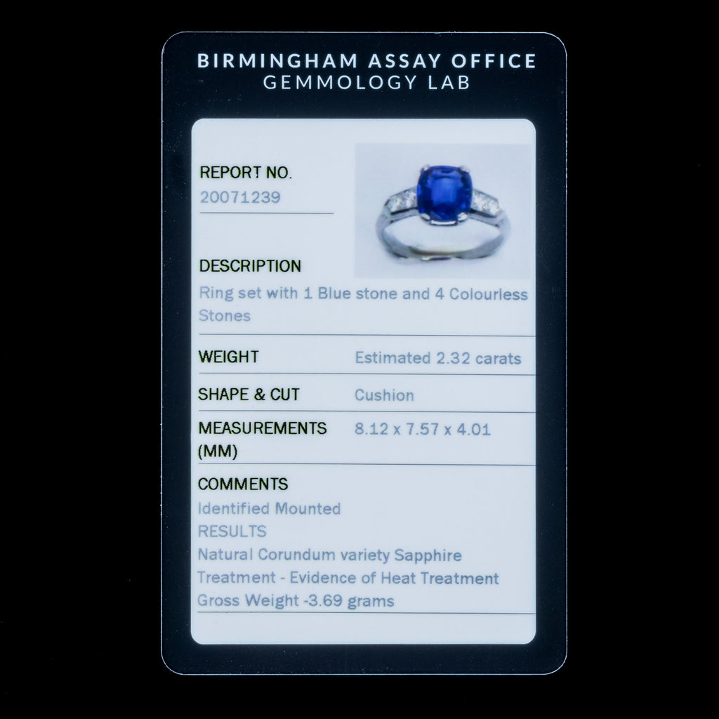 Art Deco Sapphire Diamond Ring 2.32ct Natural Sapphire With Cert