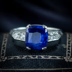 Art Deco Sapphire Diamond Ring 2.32ct Natural Sapphire With Cert
