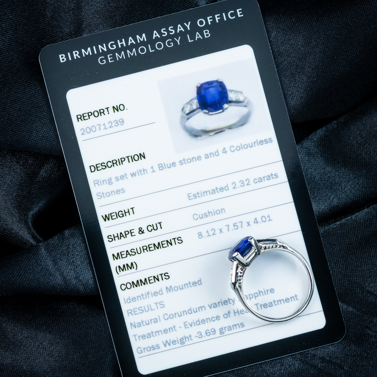 Art Deco Sapphire Diamond Ring 2.32ct Natural Sapphire With Cert
