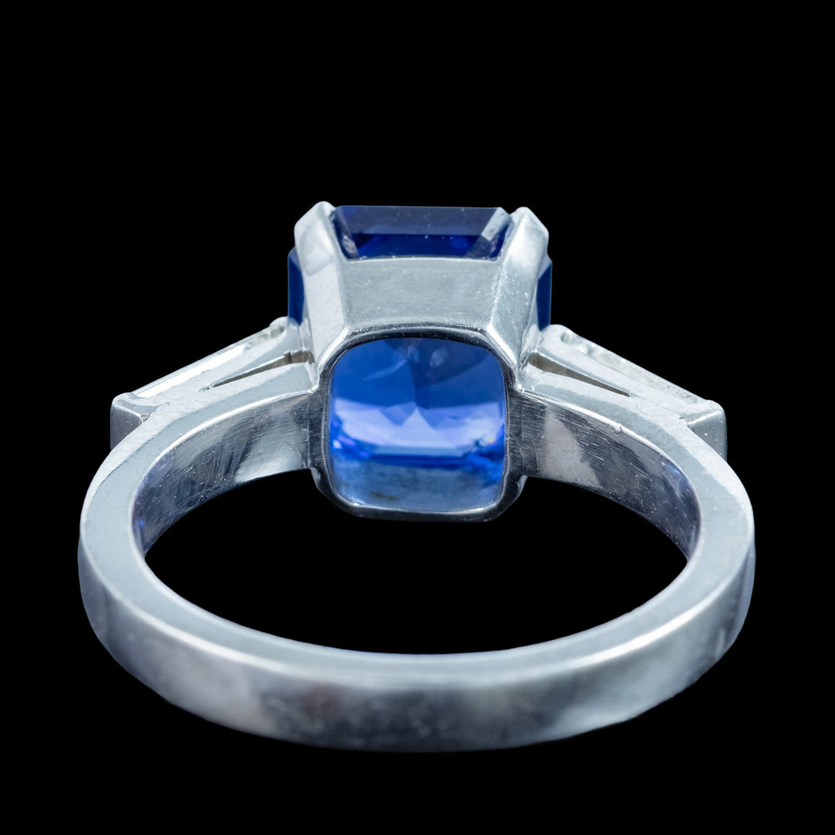 Art Deco Sapphire Diamond Trilogy Ring 3ct Blue Sapphire