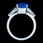 Art Deco Sapphire Diamond Trilogy Ring 3ct Blue Sapphire