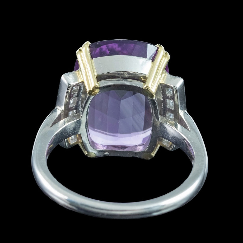 Art Deco Style Amethyst Diamond Cocktail Ring 8.5ct Amethyst