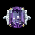 Art Deco Style Amethyst Diamond Cocktail Ring 8.5ct Amethyst