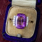 Art Deco Style Amethyst Diamond Cocktail Ring 8.5ct Amethyst
