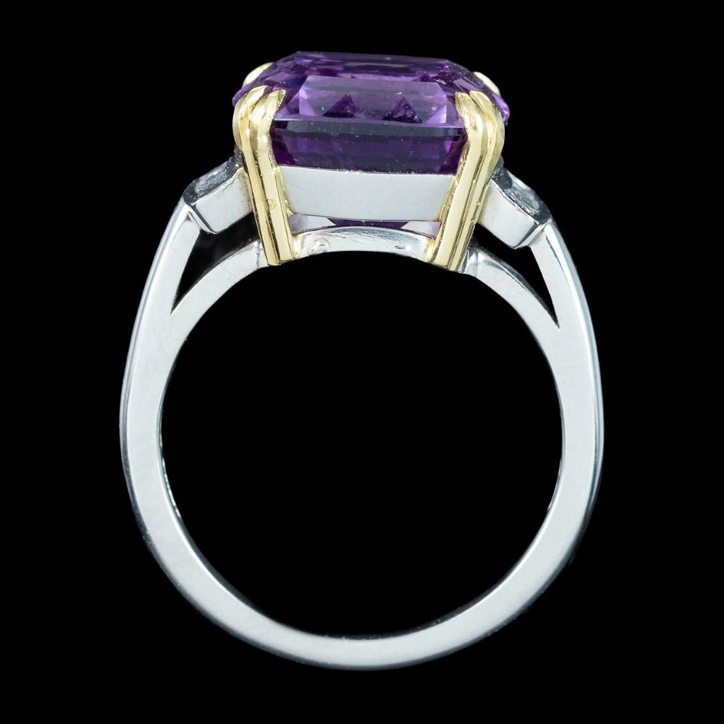 Art Deco Style Amethyst Diamond Cocktail Ring 8.5ct Amethyst