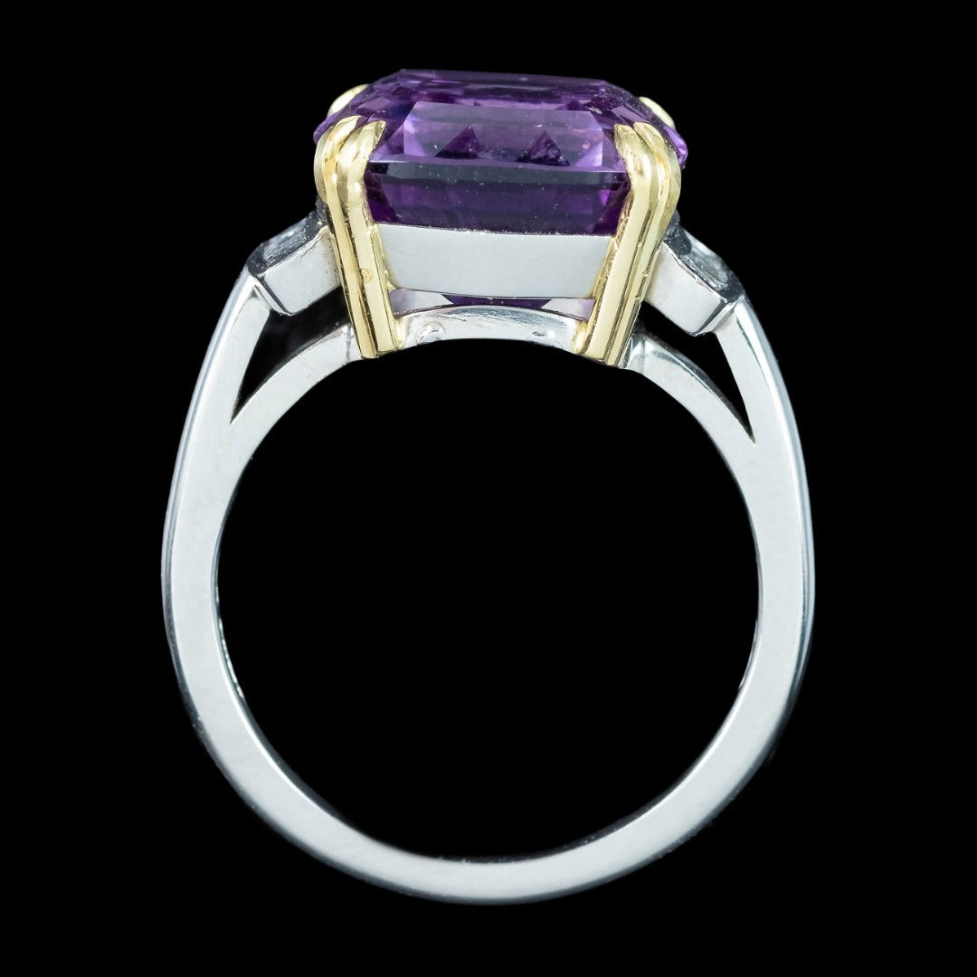 Art Deco Style Amethyst Diamond Cocktail Ring 8.5ct Amethyst