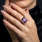 Art Deco Style Amethyst Diamond Cocktail Ring 8.5ct Amethyst
