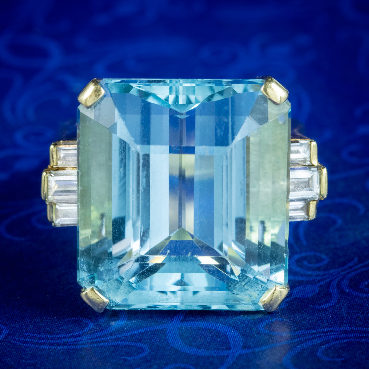 Art Deco Style Aquamarine Diamond Cocktail Ring 28ct Aqua Main image