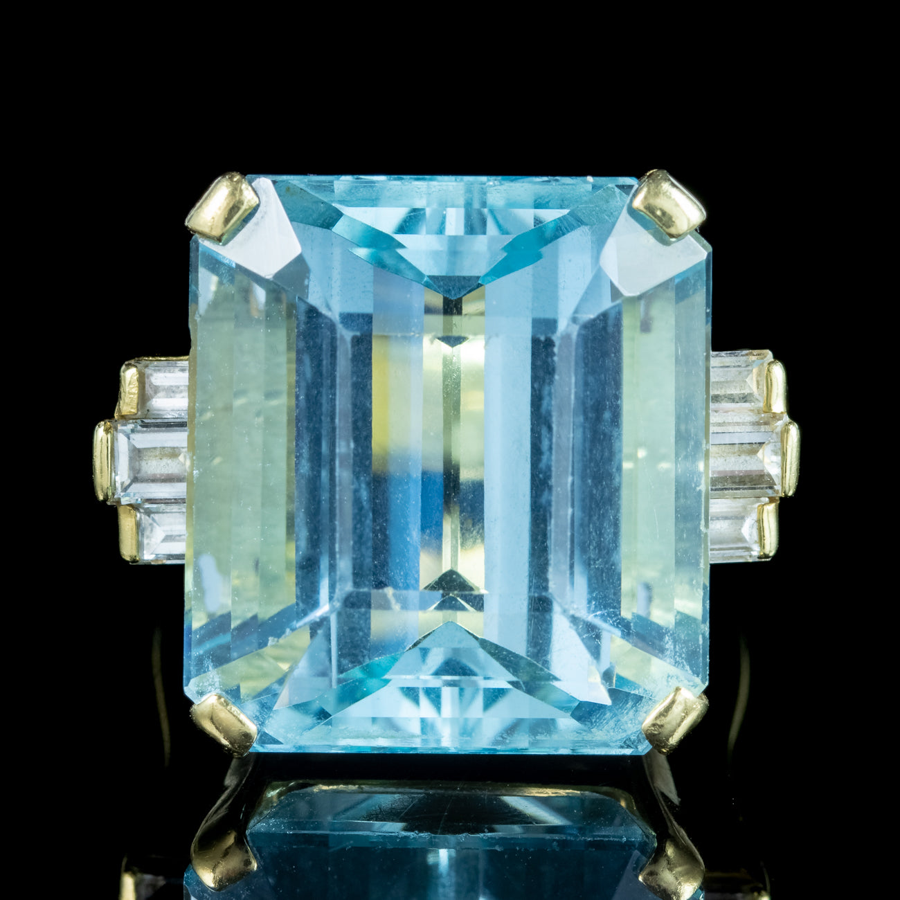 Art Deco Style Aquamarine Diamond Cocktail Ring 28ct Aqua Secondary image