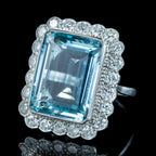 Art Deco Style Aquamarine Diamond Cocktail Ring 16ct Aqua 