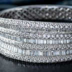 Art Deco Style Diamond Bangle 18ct Gold 9.58ct Total