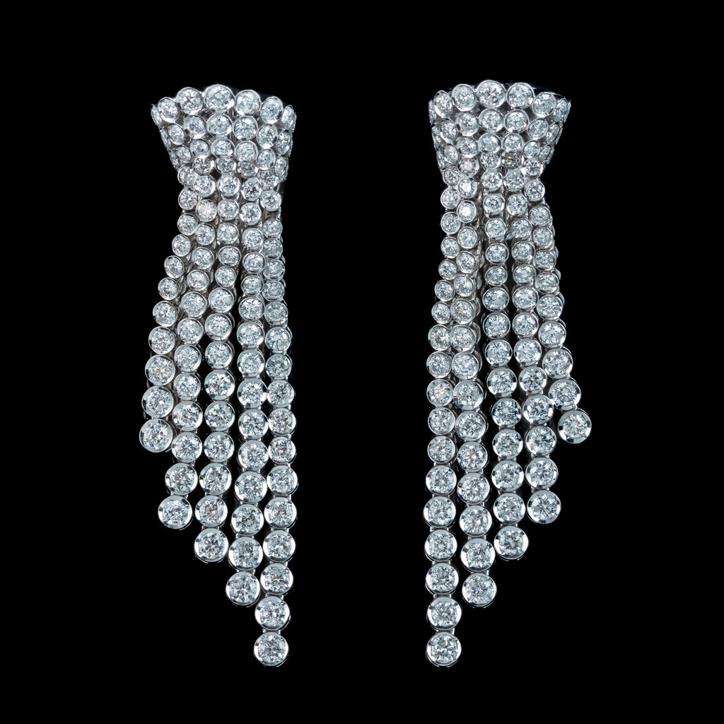 Art Deco Style Diamond Chandelier Tassel Earrings 18ct Gold 6.5ct Total