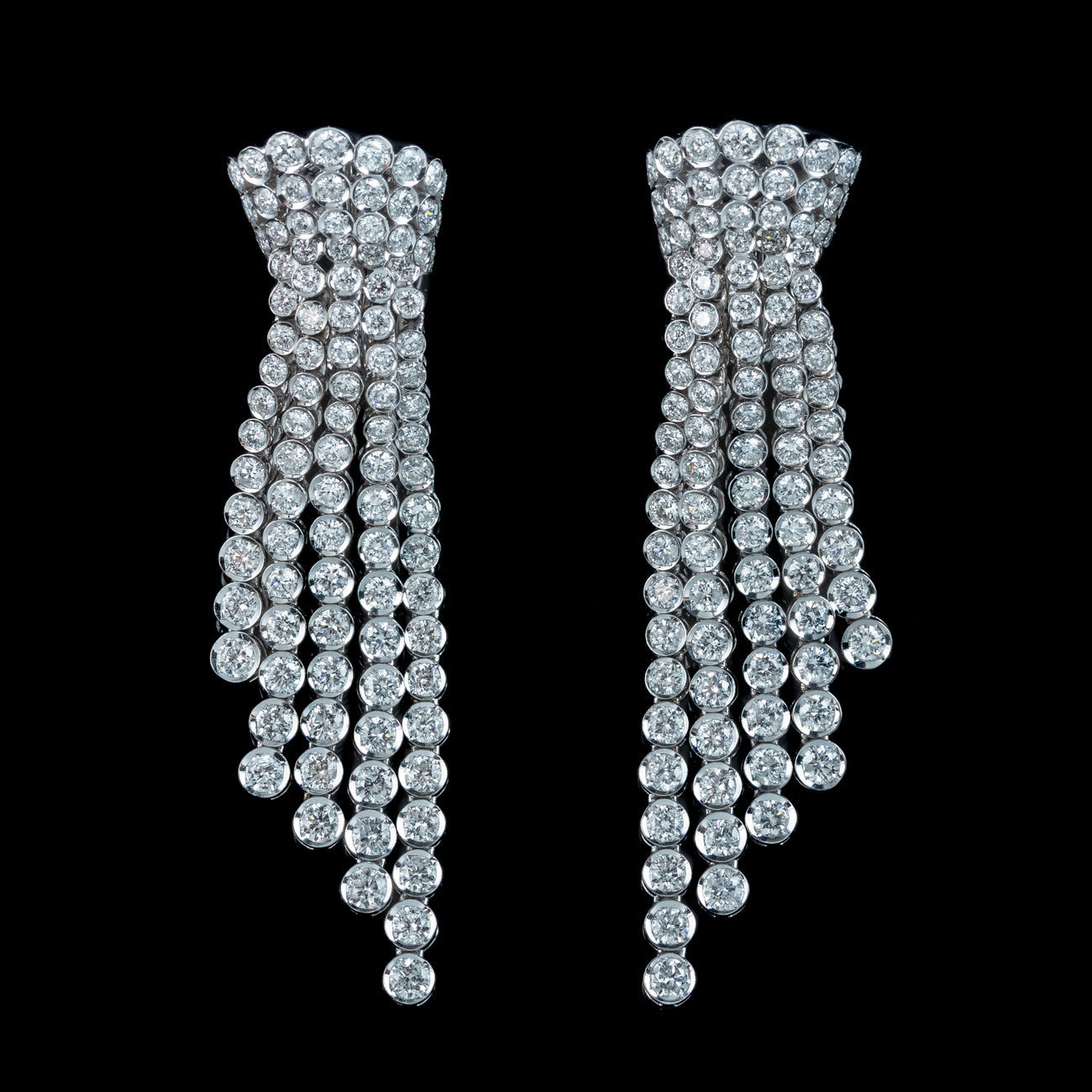 Art Deco Style Diamond Chandelier Tassel Earrings 18ct Gold 6.5ct Total