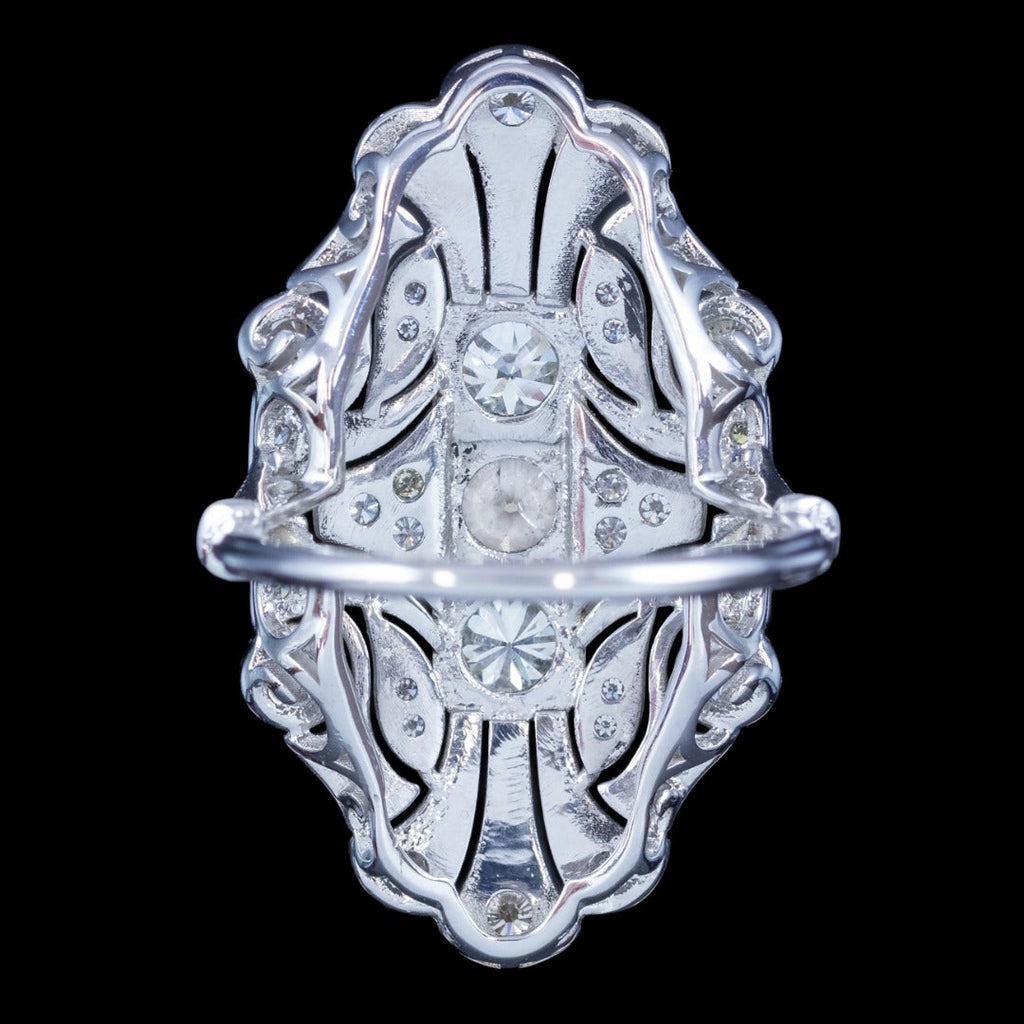 Art Deco Style Diamond Cluster Cocktail Ring 1.53ct Total