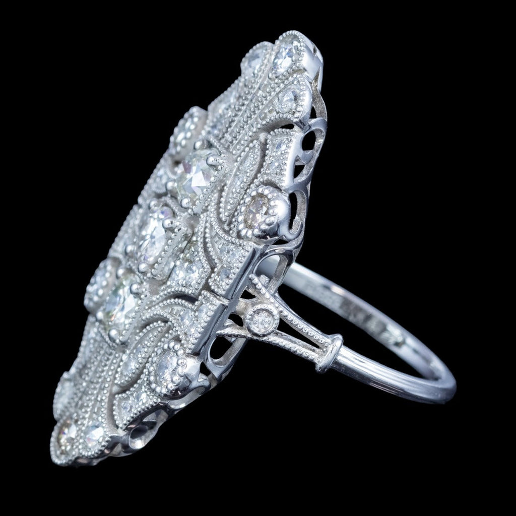Art Deco Style Diamond Cluster Cocktail Ring 1.53ct Total