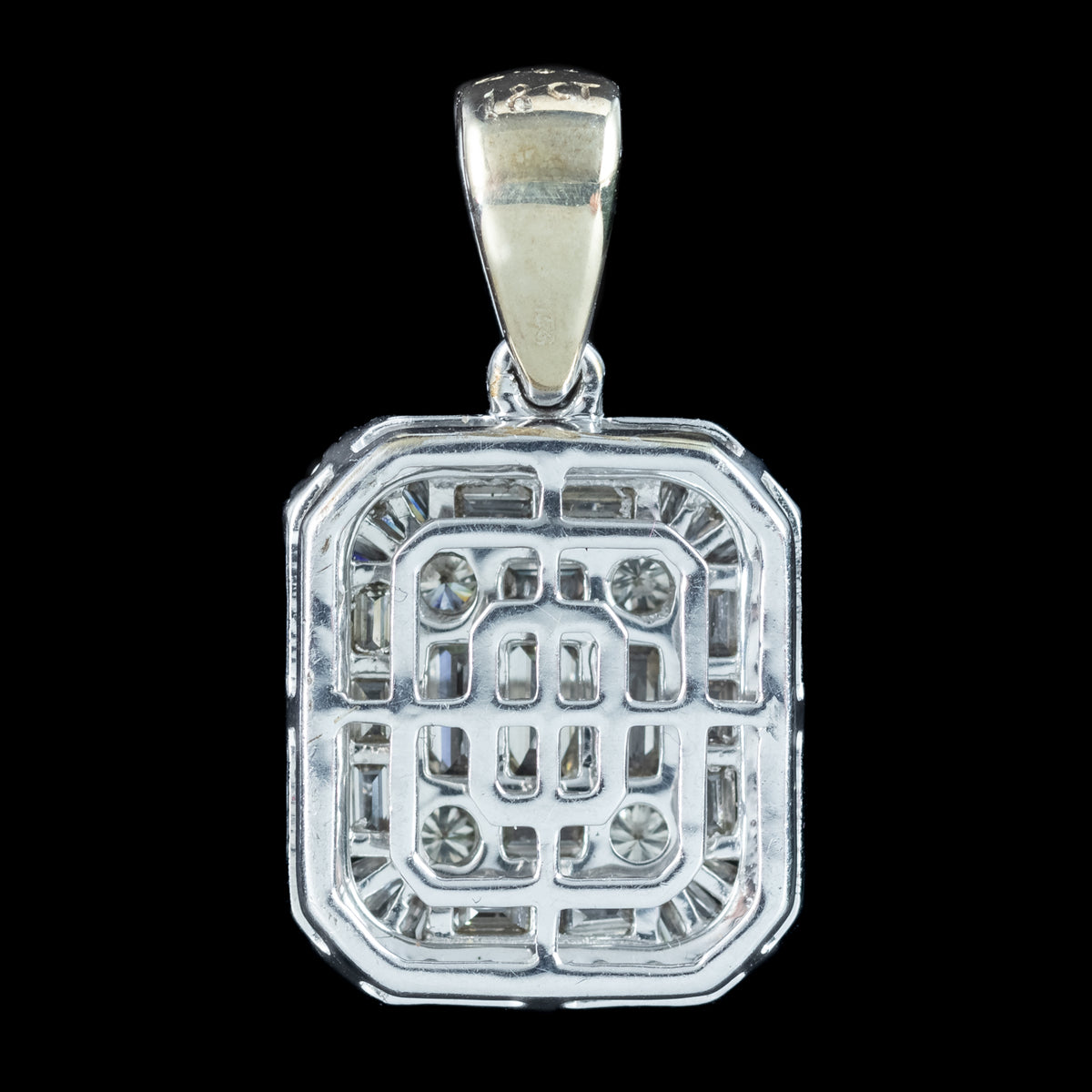 Art Deco Style Diamond Cluster Pendant 2.8ct Total