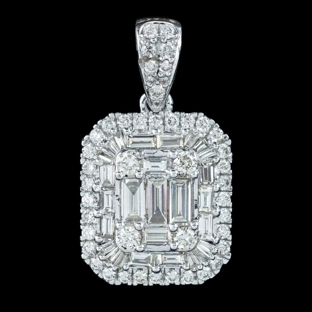 Art Deco Style Diamond Cluster Pendant 2.8ct Total