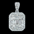 Art Deco Style Diamond Cluster Pendant 2.8ct Total