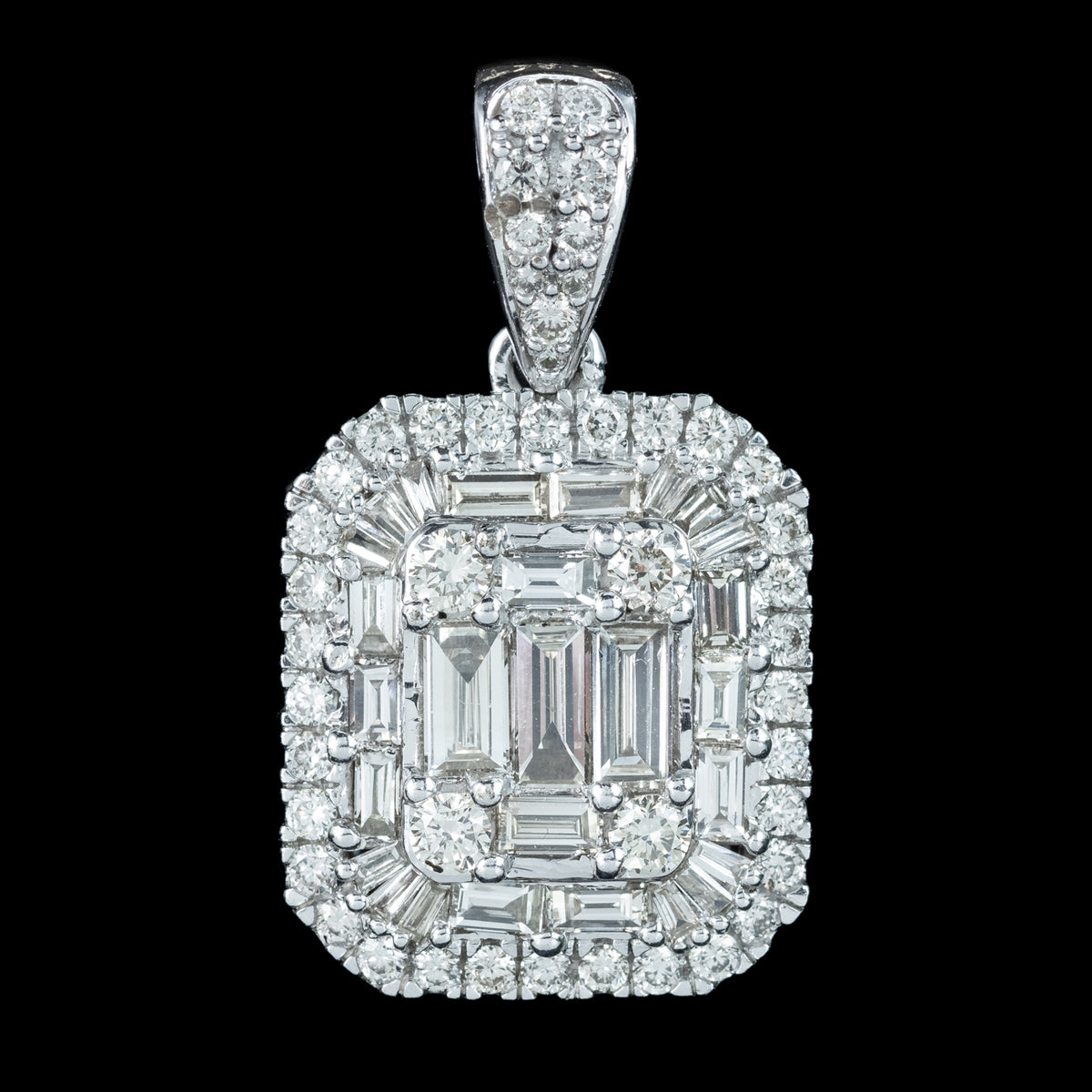 Art Deco Style Diamond Cluster Pendant 2.8ct Total