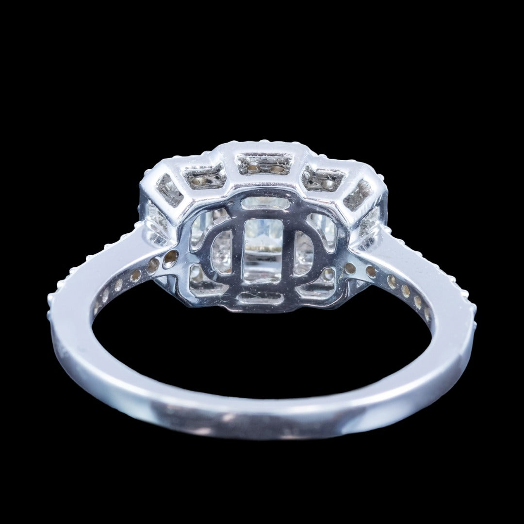 Art Deco Style Diamond Cluster Ring 1.24ct Total