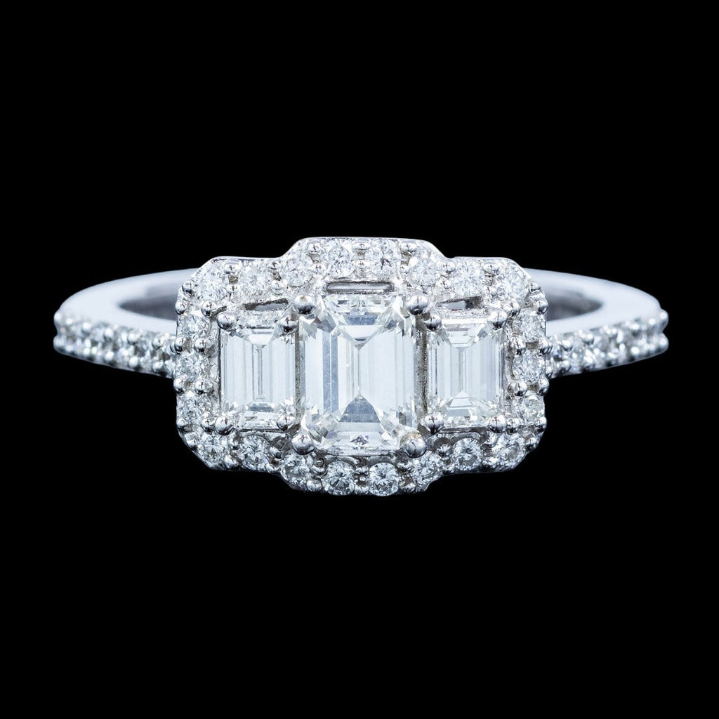 Art Deco Style Diamond Cluster Ring 1.24ct Total