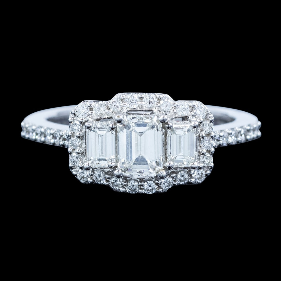 Art Deco Style Diamond Cluster Ring 1.24ct Total