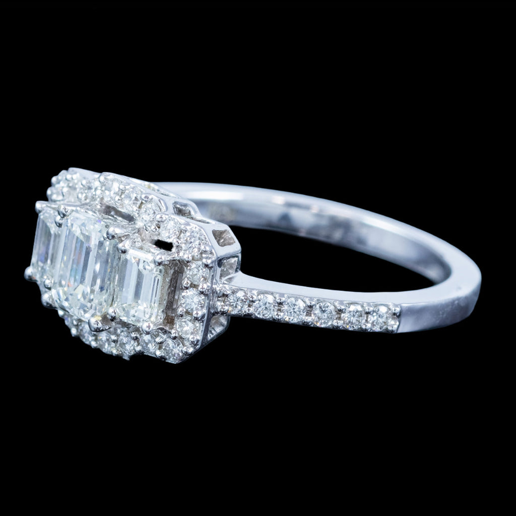 Art Deco Style Diamond Cluster Ring 1.24ct Total
