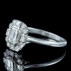 Art Deco Style Diamond Cluster Ring 1.1ct Diamond