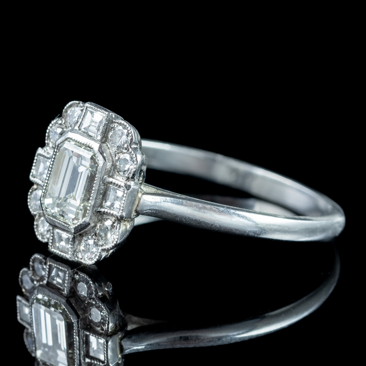 Art Deco Style Diamond Cluster Ring 1.1ct Diamond