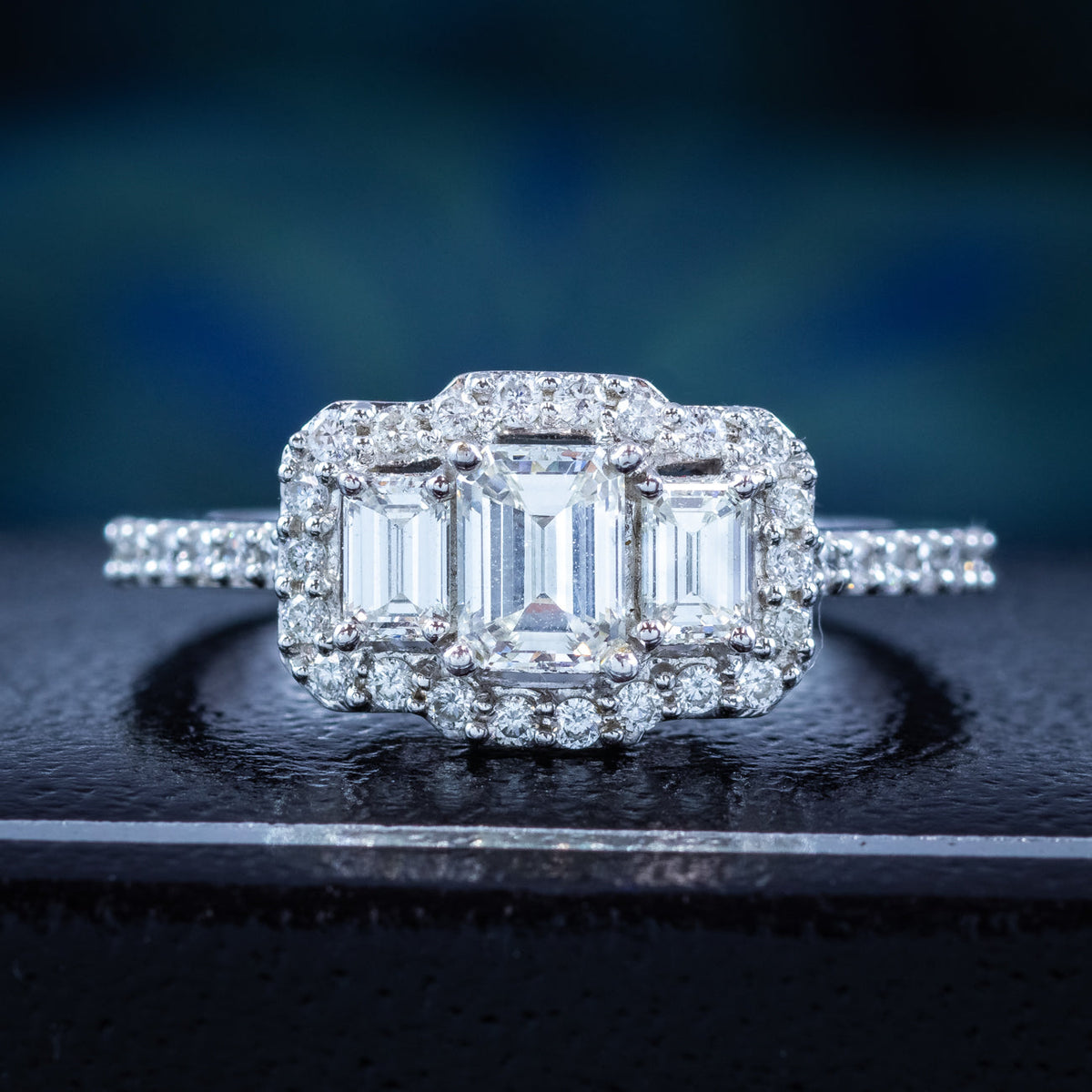 Art Deco Style Diamond Cluster Ring 1.24ct Total