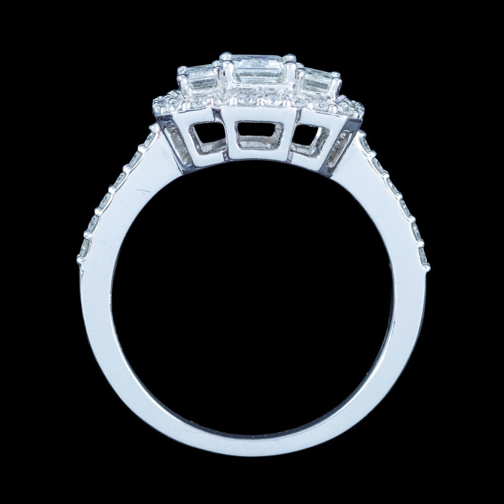 Art Deco Style Diamond Cluster Ring 1.24ct Total