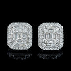 Art Deco Style Diamond Cluster Stud Earrings 18ct Gold 2.25ct Total