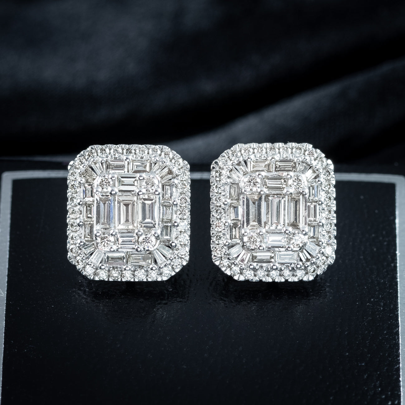 Art Deco Style Diamond Cluster Stud Earrings 2.25ct Total Secondary image