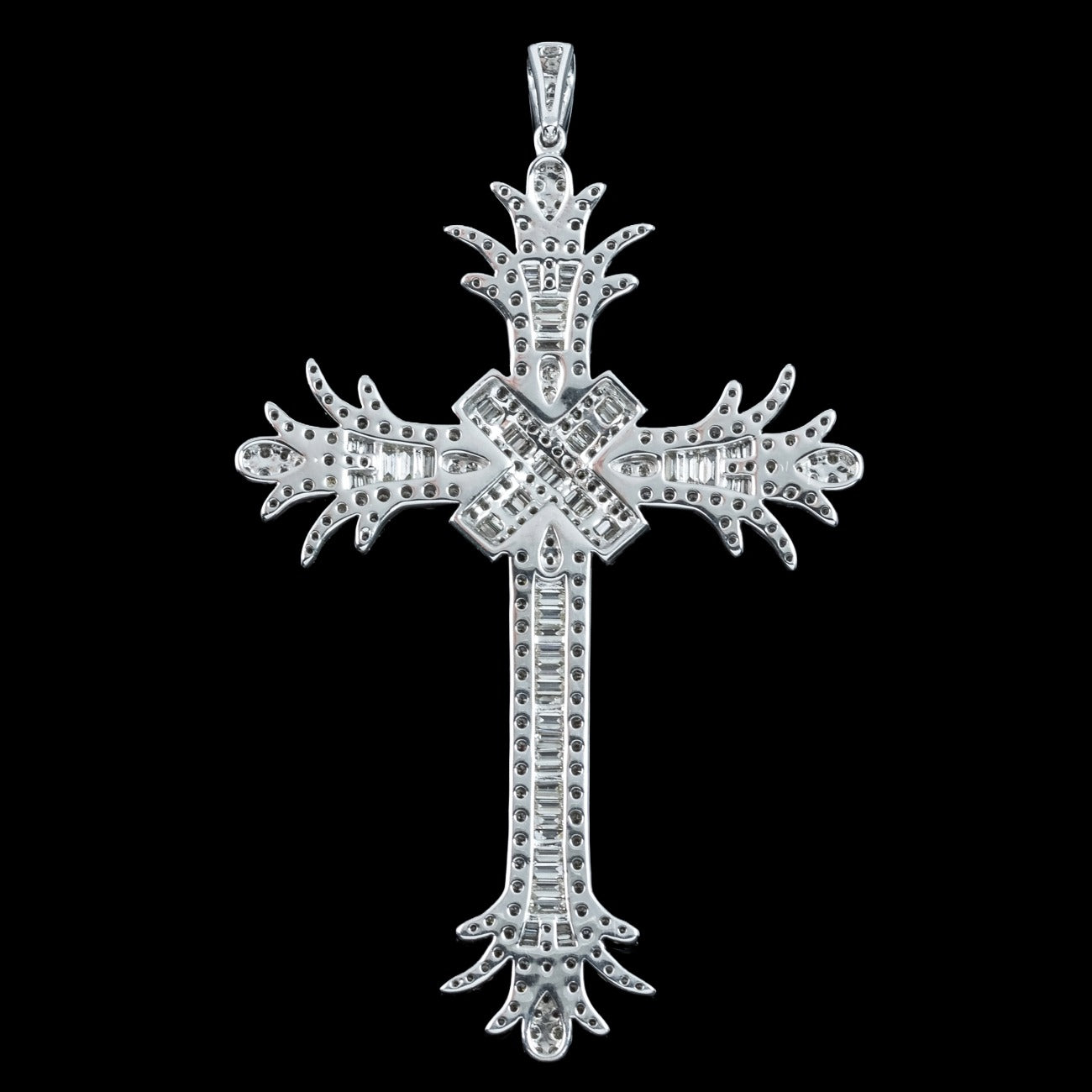 Art Deco Style Diamond Cross Pendant 18ct Gold 7.8ct Total