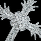 Art Deco Style Diamond Cross Pendant 18ct Gold 7.8ct Total