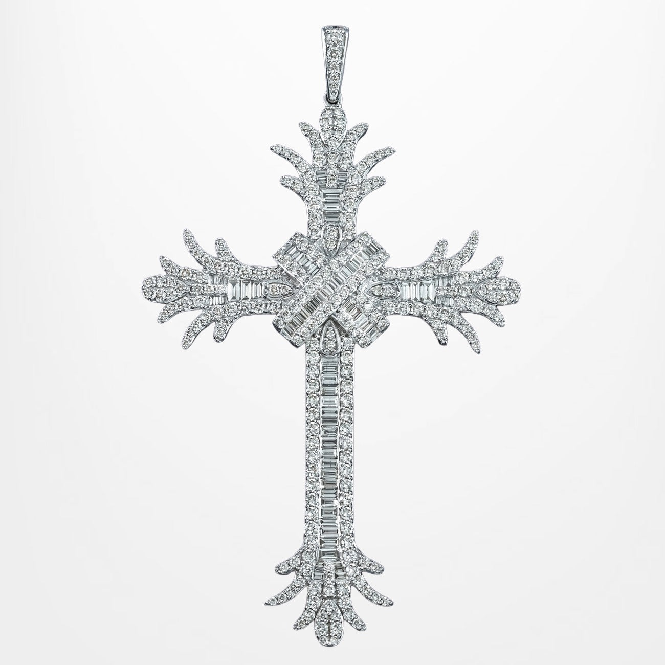 Art Deco Style Diamond Cross Pendant 9ct Gold 7.8ct Total