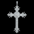 Art Deco Style Diamond Cross Pendant 18ct Gold 7.8ct Total