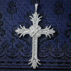 Art Deco Style Diamond Cross Pendant 18ct Gold 7.8ct Total