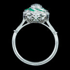 Art Deco Style Diamond Emerald Cluster Ring 0.50ct Diamond