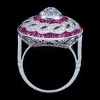Art Deco Style Diamond Ruby Cluster Cocktail Ring 2.24ct Diamond 2.40 Ruby
