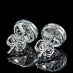 Art Deco Style Diamond Sapphire Target Stud Earrings 18ct Gold